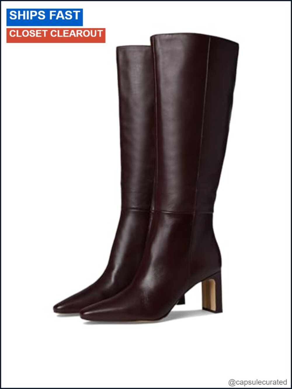 Knee High Boots: Faux Leather, Pointed Toe, Zip Closure